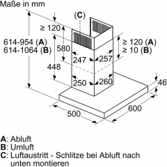 Bosch DWB67CM50, Wandesse, Serie 6, Edelstahl, 60 cm, EEK: A, mit 5 Jahren Garantie!