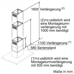 Bosch DHZ1256, Kaminverlngerung, 1600 mm