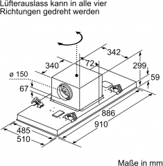 Bosch DRC99PS20, Deckenlfter, Serie 8, weiss, 90 cm, EEK: A, mit 5 Jahren Garantie!