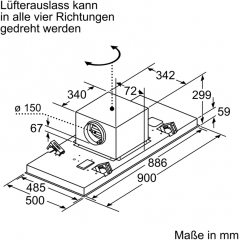 Bosch DRC97AQ50, Deckenlfter, Serie 6, Edelstahl, 90 cm, EEK: A, mit 5 Jahren Garantie!