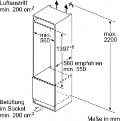 Bosch KIF51AFE0, Einbau-Khlschrank, 140 x 56 cm cm, Serie 8, EEK: E, mit 5 Jahren Garantie!