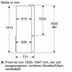 BOSCH KFI96AXEA, Khl-Gefrier-Kombination, mehrtrig, 183 x 90.5 cm, Gebrsteter schwarzer Stahl, AntiFingerprint Serie 6, EEK: E, mit 5 Jahren Garantie!