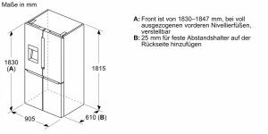 BOSCH KFI96AXEA, Khl-Gefrier-Kombination, mehrtrig, 183 x 90.5 cm, Gebrsteter schwarzer Stahl, AntiFingerprint Serie 6, EEK: E, mit 5 Jahren Garantie!