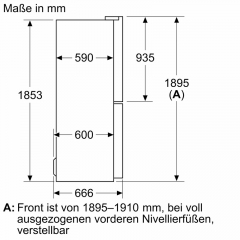 BOSCH KMC85LEEA, Serie 4, Khl-Gefrierkombination mehrtrig, Glasfront, 189.5 x 85.5 cm, Grau, EEK: E, mit 5 Jahren Garantie!