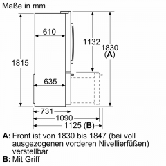 BOSCH KFF96PIEP, French-Door Khl-Gefrier-Kombination, 183 x 90.5 cm, Edelstahl, Serie 8, EEK: E, mit 5 Jahren Garantie!