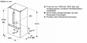 BOSCH KFF96PIEP, French-Door Khl-Gefrier-Kombination, 183 x 90.5 cm, Edelstahl, Serie 8, EEK: E, mit 5 Jahren Garantie!