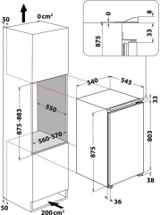 Bauknecht KSI 9GF2E, Einbau-Khlschrank mit Gefrierfach, weiss, 88 cm, EEK: E, mit 5 Jahren Garantie!