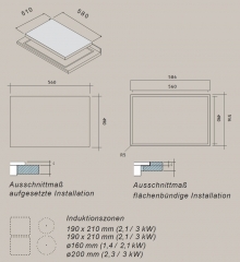 Falmec Induktionskochfeld 58, schwarzes Glas, 58 cm, mit 5 Jahren Garantie!