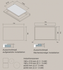 Falmec Induktionskochfeld 78, schwarzes Glas, 78 cm, mit 5 Jahren Garantie!