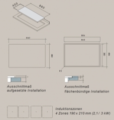 Falmec Induktionskochfeld 88, schwarzes Glas, 88 cm, mit 5 Jahren Garantie!