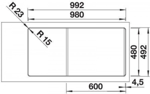 Blanco Adira 6 S-F Einbausple flchenbndig, Silgranit PuraDur, Farbe weiss, InFino Ablauf, 527613