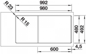 Blanco Adira XL 6 S-F Einbausple flchenbndig, Silgranit PuraDur, Farbe schwarz, InFino Ablauf, 527625