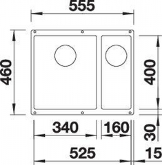 Blanco Subline 340/160-U Unterbausple, Silgranit PuraDur, vulkangrau, Becken rechts, 527811