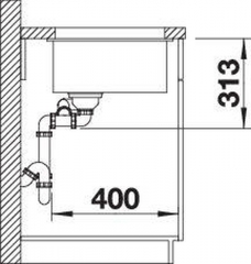 Blanco Subline 340/160-U Unterbausple, Silgranit PuraDur, vulkangrau, Becken rechts, 527811