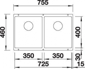 Blanco Subline 350/350-U Unterbausple, Silgranit PuraDur, Farbe vulkangrau, 527827