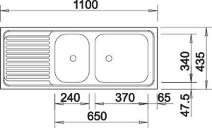 Blanco TOP EZS 11 x 4 Einbausple, Edelstahl, 500847