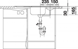 Blanco Tipo 9 E Ecksple, Edelstahl, mit Ablauffernbedienung, 526338