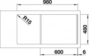 Blanco Dinas XL 6 S Einbausple, Edelstahl, mit Ablauffernbedienung, 524255