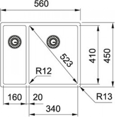 Franke Box BXX 160-34-16 Unterbaubausple, Druckknopfventil, 122.0375.283