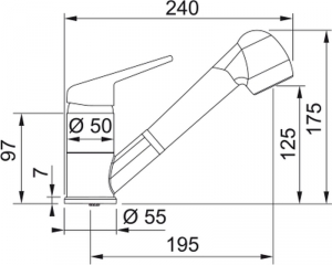 Franke Novara-Plus Einhebelmischer, Hochdruck Zugauslauf und Brausekopf, Black matt, 115.0693.842