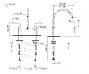 Dornbracht VAIA Zweiloch-Brckenbatterie fr Spl-/ Profibrause - Messing (23kt Gold), 19815809-09