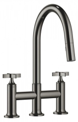 Dornbracht VAIA Dreiloch-Brckenbatterie Pull-down mit Brausefunktion - Dark Chrome, 19875809-19