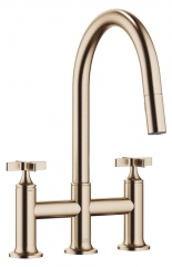 Dornbracht VAIA Dreiloch-Brckenbatterie Pull-down mit Brausefunktion - Champagne gebrstet, 19875809-46