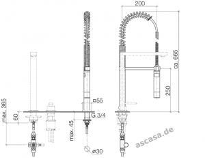 Dornbracht Profibrausegarnitur, Zubehr fr Armaturen Maro und Lot, Dark Chrome, 27784970-19