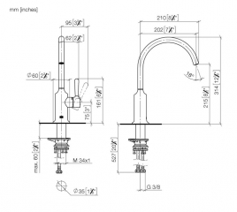 Dornbracht VAIA Einhebelmischer, Hochdruck, Platin gebrstet, 33800809-06