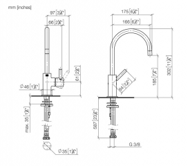 Dornbracht TARA BAR TAP Einhebelmischer, Hochdruck, Chrom, 33805888-00