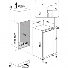 Bauknecht KSI 10VF3, Einbau-Khlschrank, weiss, 102 cm, EEK: D, mit 5 Jahren Garantie!