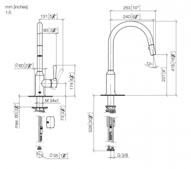 Dornbracht VAIA Pull-Down Einhebelmischer mit Brausefunktion, Hochdruck, Chrom, 33870809-00