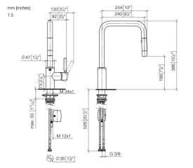 Dornbracht META SQUARE Pull-Down Einhebelmischer mit Brausefunktion, Hochdruck, Chrom, 33870861-00