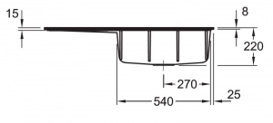 Villeroy & Boch Subway Style 60, Farbe R7 Pure Black, Premiumline, Becken links