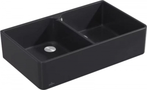 Villeroy & Boch Splstein 90 X Doppelbecken, Farbe R7 Pure Black, Premiumline