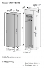 V-ZUG Freezer V4000 178N, Einbau Gefrier-Schrank, 5300300002, 10 JAHRE GARANTIE!