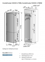 V-ZUG CombiCooler V4000 178KNI, Einbau-Khlgefrier-Kombination, 5111400002, 10 JAHRE GARANTIE!