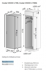 V-ZUG Cooler V4000 178K, Einbau-Khlgefrier-Kombination, 5112100002, 10 JAHRE GARANTIE!