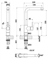 Linea Arco 5, Fensterarmatur, schwarz matt, schwenkbar, Niederdruck, 5011335