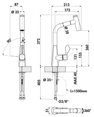 Linea Umore 2, chrom, Hochdruck Schlauchbrause, 5011340