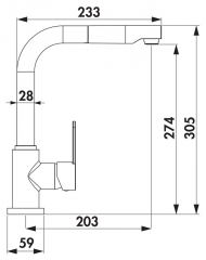 Servizio Portare 2, schwarz matt, Hochdruck, Zugauslauf, Einhebelmischer, Verbrhschutz, 5021305