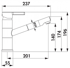 Servizio Lastra 2, edelstahlfinish, Hochdruck, Einhebelmischer, Zugauslauf, 5021312