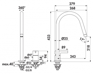 Ideal Standard Gusto L2, sun rose, Hochdruck, Zweiloch-Einhebelmischer, 5024184