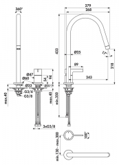 Ideal Standard Gusto L2, chrom, Hochdruck, Zweiloch-Einhebelmischer, 5024180