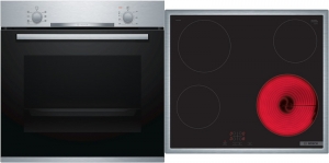 Bosch HBD230CR62, SET Einbau-Backofen HBA530BR1 + Elektro-Kochfeld PKE645BA2E, EEK: A, mit 5 Jahren Garantie!