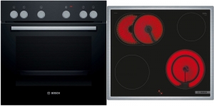 Bosch HND211AB1, SET Einbau-Backofen und Elektro-Kochfeld, HEF010BA0 + NKN645GA2E, Schwarz, 60 cm, EEK: A, mit 5 Jahren Garantie!