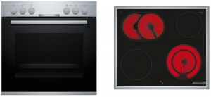 Bosch HND211AR62, SET Einbau-Backofen und Elektro-Kochfeld, HEF010BR1 + NKE645GA2E, Edelstahl, 60 cm, EEK: A, mit 5 Jahren Garantie!