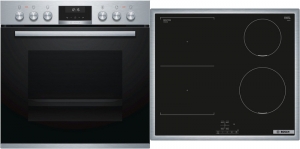 Bosch HND616LS67, SET Einbau-Backofen und Induktionskochfeld, HEB517BS1 + NVS645CB6E, Edelstahl, 60 cm, EEK: A, mit 5 Jahren Garantie!