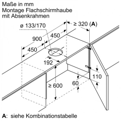 Bosch DSZ4961, Absenkrahmen fr 90 cm breite Flachschirmhauben