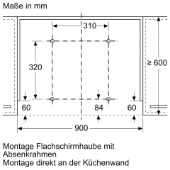 Bosch DSZ4961, Absenkrahmen fr 90 cm breite Flachschirmhauben